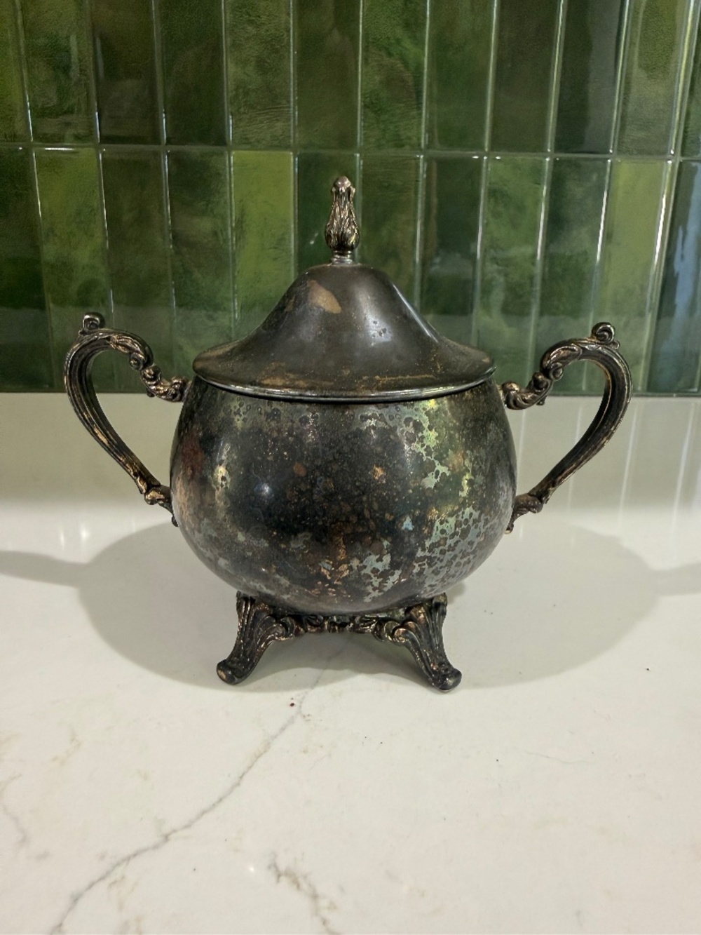 Oneida Antique Silverplate Footed Sugar Bowl